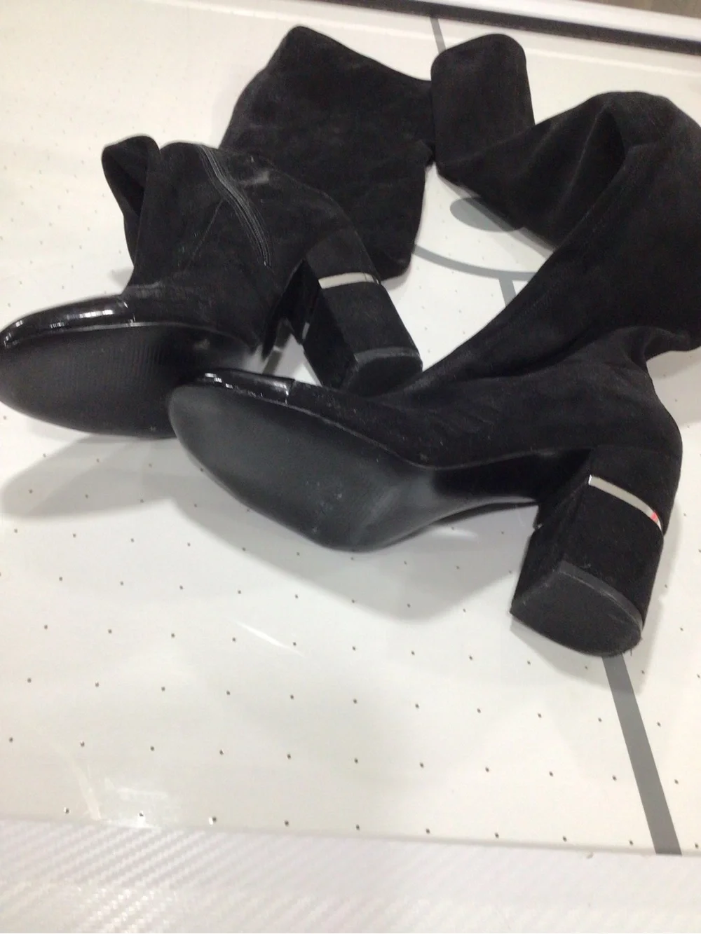 Marc Fisher Black Over-the-Knee Suede Boots with Patent Cap Toe